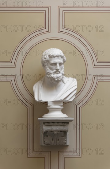 Sophocles, ancient Greek poet, bust in the stairwell, main building of the University of Rostock, Mecklenburg-Western Pomerania, Germany