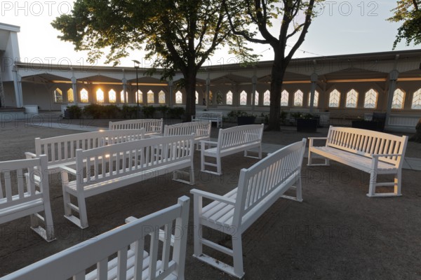 Concert Garden Kühlungsborn-West, architecture in the style of 1928, evening light, Baltic resort Kühlungsborn, Baltic Sea, Mecklenburg-Vorpommern, Germany