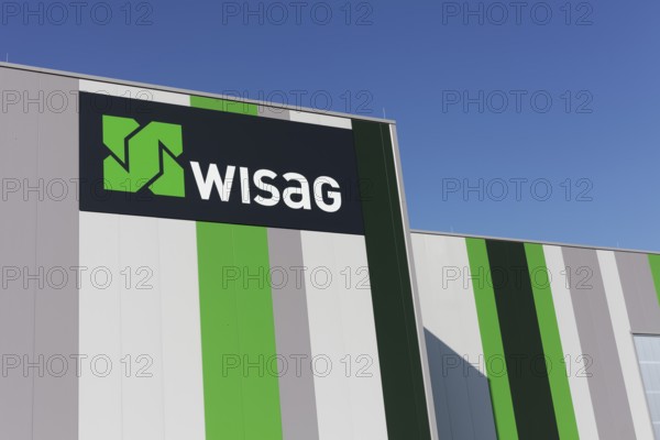 WISAG, logo on industrial building, service company for building technology and infrastructure, facility management, Krefeld, North Rhine-Westphalia, Germany