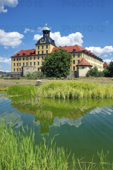 Johannisteich, castle park, Museum Zeitzer Schloss Moritzburg, early baroque style, water reflection, Zeitz, Saxony-Anhalt, Germany