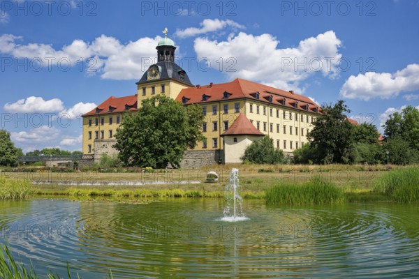 Johannisteich, castle park, Museum Zeitzer Schloss Moritzburg, early baroque style, water reflection, Zeitz, Saxony-Anhalt, Germany