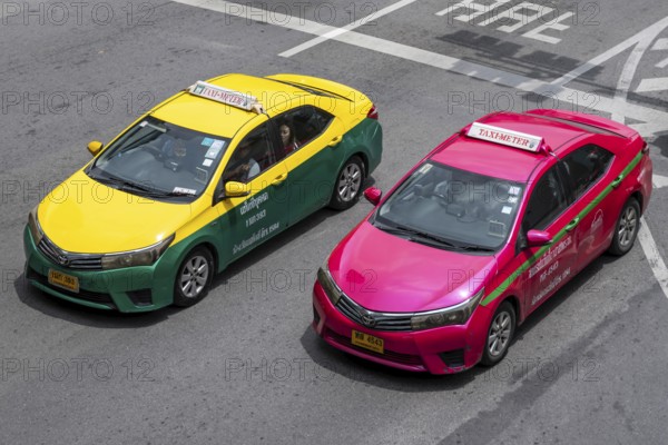 Road traffic taxi, Bangkok, Thailand