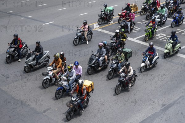 Road traffic motorbike scooter, Bangkok, Thailand