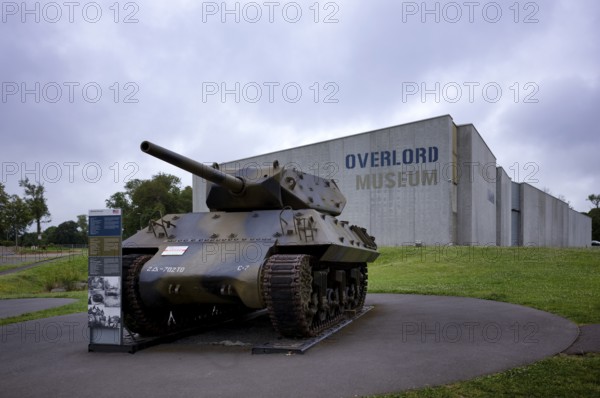 M10 Tank Destroyer tank, exhibit in front of Overlord Museum, Colleville-sur-Mer, D-Day, Operation Overlord, Omaha Beach, Normandy, Calvados, France