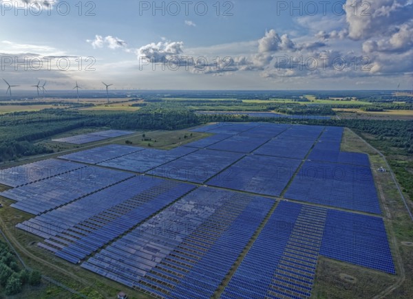 Jännersdorf solar park in the municipality of Marienfließ, Brandenburg. Germany