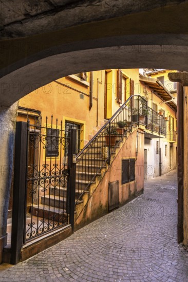 Backyard alley with stairs, Omegna, Province of Novara, Piedmont, Italy