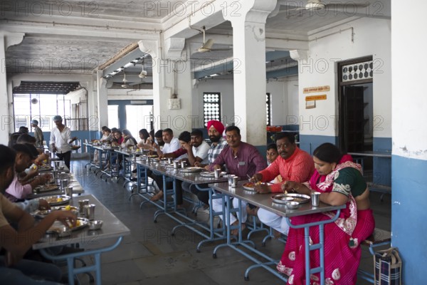 Pilgrims' meal at the Adinath temple in Ranakpur, Jain temple, Rajasthan, India