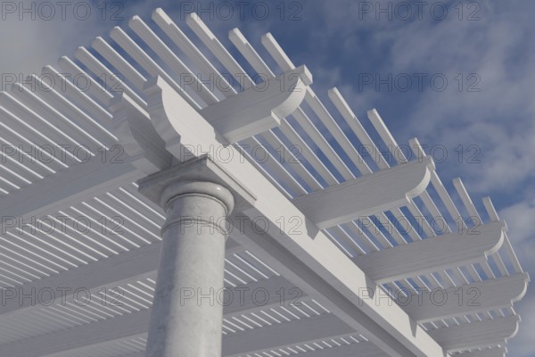 Detail abstract of A beautiful marble and wood pergola patio cover