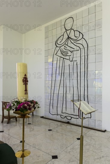 Interior view of the chapel, Chapelle du Rosaire de Vence, Chapelle Matisse, artist Henri Matisse, Vence, Provence Alpes Côte d'Azur, South of France, France