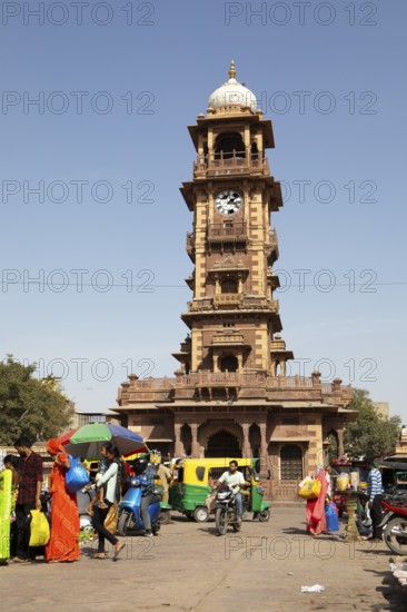 Ghanta Ghar clock tower in Sandar Market Girdikot, old town of Jodhpur, Rajasthan, India