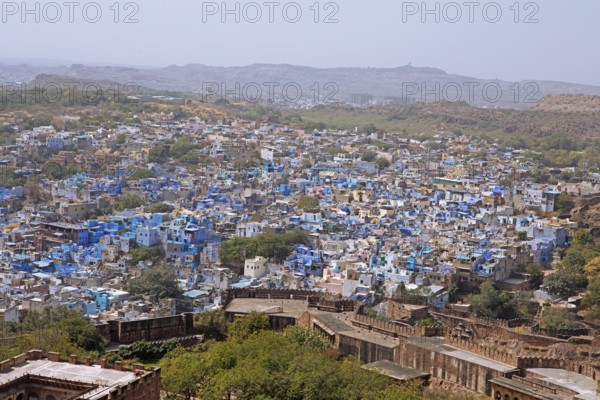 City view of Jodhpur from the Mehrangarh or Meherangarh Fort, Jodhpur, Rajasthan, India