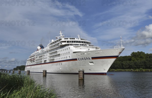 MS EUROPA, cruise ship EUROPA sailing in the Kiel Canal, NOK, Kiel Canal, Kielkanal, Schleswig-Holstein, Germany