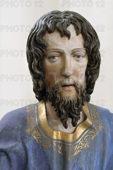 Figure of Christ, detail of the palm donkey, around 1490, St John's parish church, Biberacher Str. 6, Ummendorf, district of Biberach, Baden-Württemberg, Germany