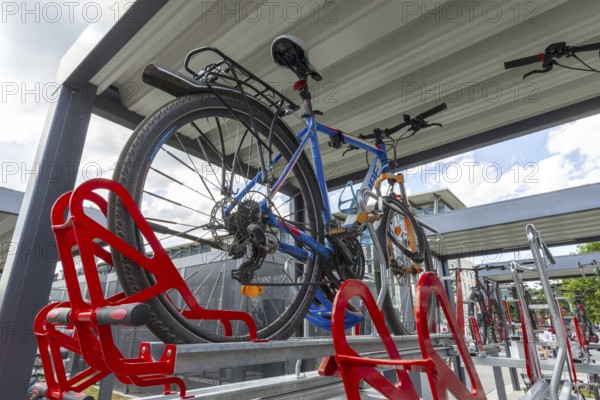 Bicycle parking facility, Ulm, Swabian Alb, Baden-Württemberg, Germany