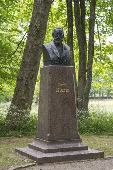 Theodor Storm, Bust, Castle Park, Castle outside Husum, Husum, North Frisia, Schleswig-Holstein, Germany