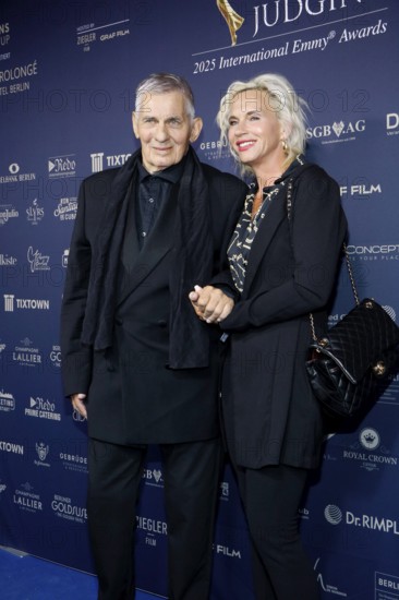Heinz Hönig and his woman Annika Kärsten-Hoenig at the Cocktail Prolongé for the Semi-Final Round of Judging of the International Emmy® Awards 2025 in Berlin at the Schlosshotel Berlin on 7 July 2025