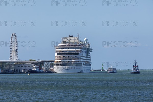 Cruise ship AIDA mar moored at the quay wall, Warnow, Warnemünde, Rostock, Mecklenburg-Vorpommern, Germany