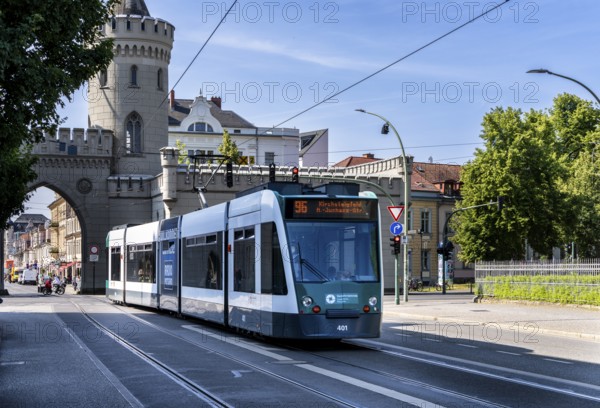 Road traffic, Tram at Nauener Tor, Potsdam, Brandenburg, Germany