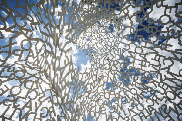 Sculpture made of letters, Le Nomade, artist Jaume Plensa, Antibes, Provence Alpes Côte d'Azur, South of France, France