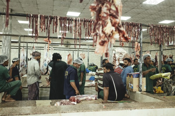 Market hall, section of camel butchers, Salalah, Dhofar, Oman