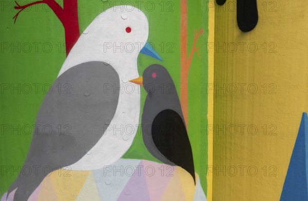 Saginaw, Michigan - The Shine Bright mural on abandoned grain elevators. The mural was created when the community raised $50, 000 to bring Spanish street artist Okuda San Miguel (OKUDA) to Saginaw