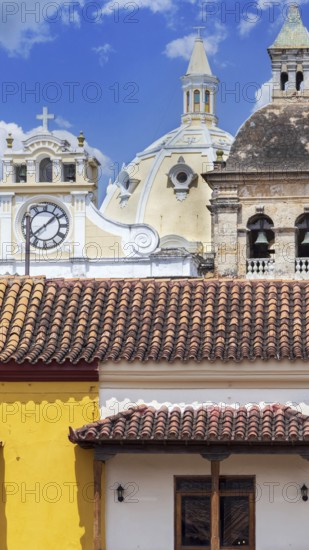 Columbia, Unesco site, colorful Cartagena Walled City Cuidad Amurrallada in historic city center