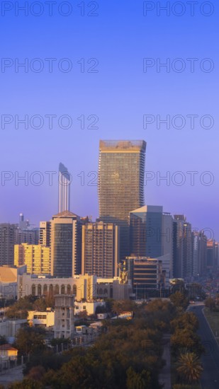 UAE, United Arab Emirates, Abu Dhabi downtown panorama and financial center skyline