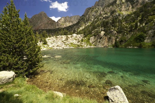 Lake Estany de Monestero in the Aigüestortes i Estany de Sant Maurici National Park, Catalonia, Spain