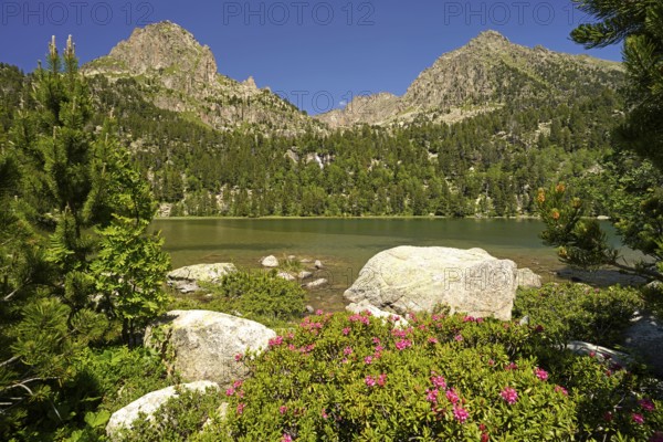 Lake Estany de Ratera in the Aigüestortes i Estany de Sant Maurici National Park, Catalonia, Spain