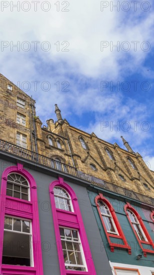 Edinburgh, Scotland. Victoria street near Royal Mile in historic center. Major tourist attraction