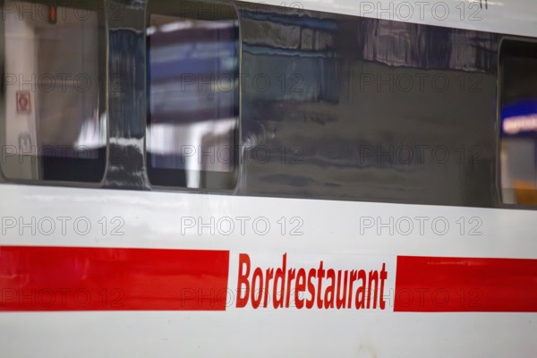 Close-up of the on-board restaurant car of an ICE train