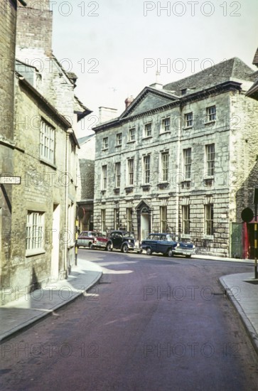Builidng now the Corinium Museum, Silver Street view to Park Street, Cirencester, Gloucestershire, England, UK 1960s