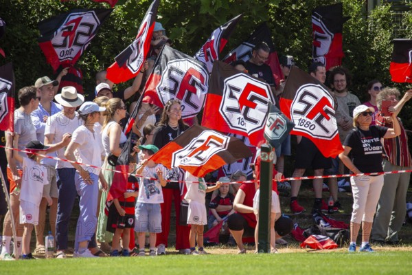 Rugby Bundesliga, 2024/25 season, final for the German championship: SC Frankfurt 1880 against TSV Handschuhsheim***Picture: Good mood among the Frankfurt fans