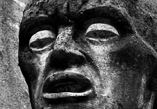 Bittermark memorial, memorial site, portrait of the tortured main figure, artist Karel Niestrath, Dortmund, Germany