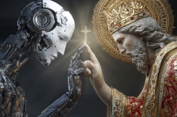 Concept of AI acquiring General Intelligence ability, becoming like god and more intelligent then humans and being able to make their own decisions and execute them independently of humans, AI generated