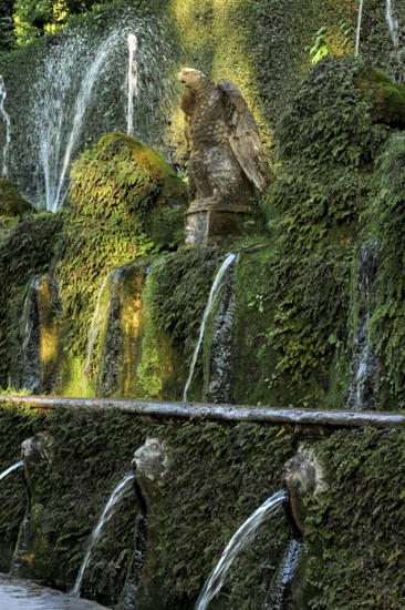 Gargoyles, Avenue of a Hundred Fountains, Viale delle Cento Fontane, Renaissance garden of the Villa d'Este, water features, fountains, UNESCO World Heritage Site, Tivoli, Metropolitan City of Rome, Lazio, Italy