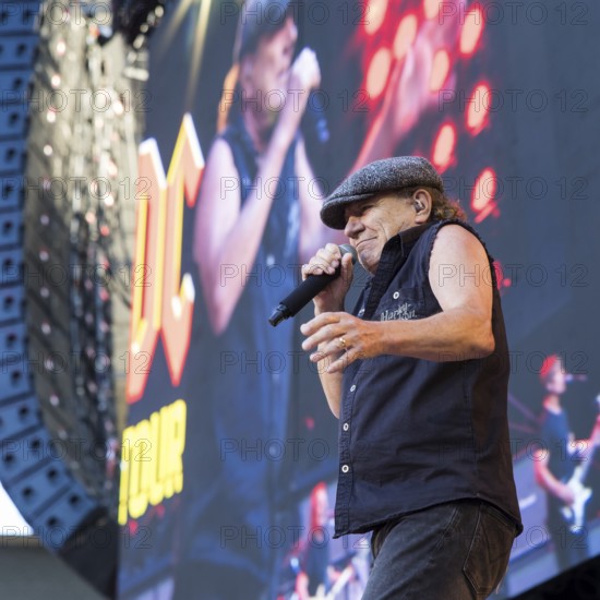 Brian Johnson, lead singer of AC/DC live on Power Up Tour 2025 at the Olympiastadion Berlin on 30 June 2025
