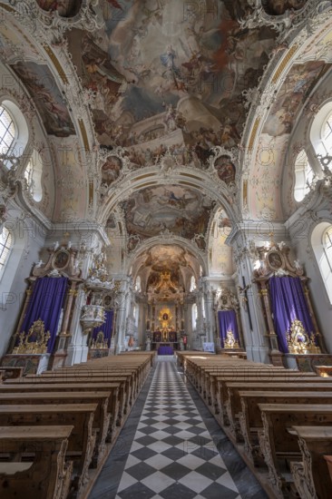 Interior of the parish church and basilica Mariae Empfängnis, Wilten Insbruck, Austria