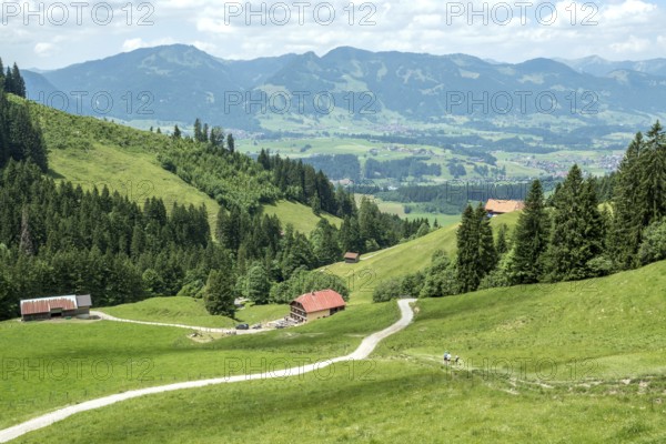 Hiking trail from the Gaißalpe to Unterer Gaißalpsee, at the back of the Illertal, near Oberstdorf, Oberallgäu, Allgäu Alps, Allgäu, Bavaria, Germany
