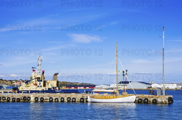 The tug SVITZER GAIA is moored in the harbour of Lysekil, Bohuslän, Västra Götalands län, Sweden, Scandinavia