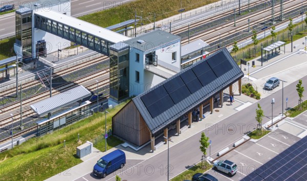 Largest charging park in the world at Merklingen Swabian Alb railway station. 259 covered stations for electric cars are located under two 160 and 190 metre long roofs. The Swabian Alb special-purpose association and the state are investing around five million euros in the charging park. Merklingen, Baden-Württemberg, Germany