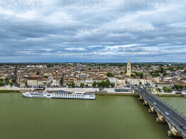 Libourne from a drone, Gironde, Nouvelle-Aquitaine, Saint-Emilion and Pomerol, Southwestern France