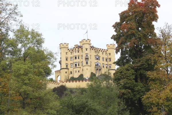 Hohenschwangau Castle near Füssen in autumn, Allgäu, Bavaria, Germany, Allgäu, Bavaria, Germany