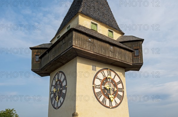 Uhrturm clock tower, Schlossberg Castle Hill, Graz, Austria