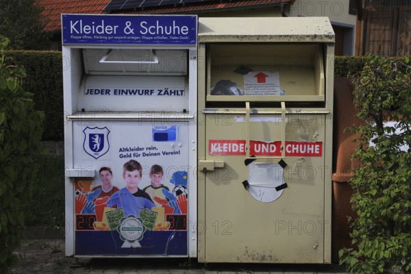 Used clothing collection, containers for clothes and shoes, recycling collection, used clothing containers