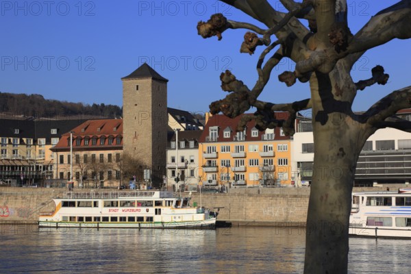 Main harbour in Würzburg, Lower Franconia, Bavaria, Germany