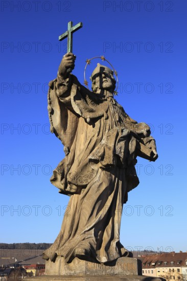St John of Nepomuk on the Old Main Bridge, Würzburg, Lower Franconia, Bavaria, Germany