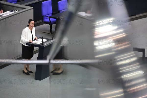 Dr Hülya Düber (CDU CSU) speaks on the agenda item Minimum Wage Act at the eleventh session of the Bundestag