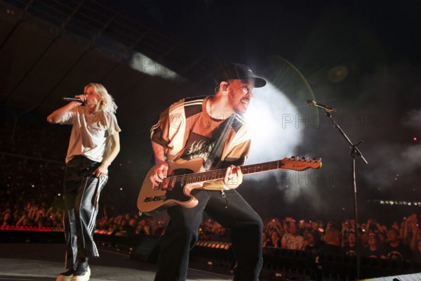 Emily Armstrong (singer) and Mike Shinoda (singer and bassist) from Linkin Park live on From Zero World Tour 2025 at the Olympiastadion Berlin on 18 June 2025