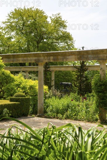 Italianate gardens designed by Harold Ainsworth Peto, Iford Manor, Wiltshire, England, UK
